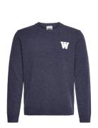 Wwtay Aa Cs Jumper Tops Knitwear Round Necks Navy Double A By Wood Wood