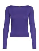 Long Sleeve Boat Neck Top Tops T-shirts & Tops Long-sleeved Purple Monki