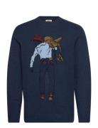 Original Hm Sweater Saddleman Tops Knitwear Round Necks Navy LEVI´S Men