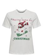 Onlxmas Life Yrsa Christmas S/S Top Jrs Tops T-shirts & Tops Short-sleeved White ONLY