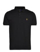 Custom Slim Plaid-Trim Mesh Polo Shirt Tops Polos Short-sleeved Black Polo Ralph Lauren