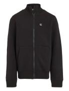 Monogram Mini Badge Zip-Through Tops Sweatshirts & Hoodies Sweatshirts Black Calvin Klein