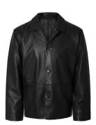 Slhcarl Leather Hybrid Blazer Læderjakke Skindjakke Black Selected Homme