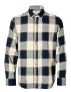 Slhreg-Owen Flannel Mix Check Shirt Ls Tops Shirts Casual Navy Selected Homme