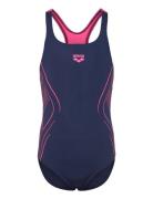 Girl's Arena Reflecting Swimsuit Swim Pro Back Nav Badedragt Badetøj Navy Arena