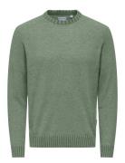 Onseddy Reg 7 Wool Crew Knit Tops Knitwear Round Necks Green ONLY & SONS