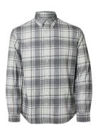 Slhreg-Owen Flannel Mix Shirt Ls Tops Shirts Casual Grey Selected Homme