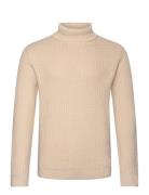 Slhzig Ls Knit Structure Roll Neck Tops Knitwear Turtlenecks Cream Selected Homme