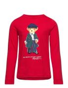 Polo Bear Cotton Jersey Long-Sleeve Tee Tops T-shirts Long-sleeved T-Skjorte Red Ralph Lauren Kids