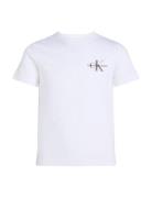 Chest Monologo Ss T-Shirt Tops T-Kortærmet Skjorte White Calvin Klein