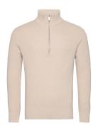 Slhrodney Ls High Neck Half Zip Tops Knitwear Half Zip Jumpers Cream Selected Homme