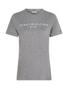 Reg Corp Logo C-Nk Ss Tops T-shirts & Tops Short-sleeved Grey Tommy Hilfiger