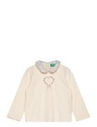 Sweater L/S Tops T-shirts Long-sleeved T-Skjorte Cream United Colors Of Benetton