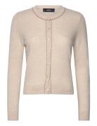 100% Wool Cardigan With Decorative Stitching Tops Knitwear Cardigans Beige Mango