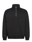 Relaxed Heavy Half Zip Sweater Tops Sweatshirts & Hoodies Sweatshirts Black Weekday