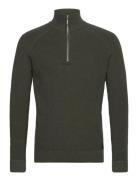 Structured Knit Troyer Tops Knitwear Half Zip Jumpers Khaki Green Tom Tailor