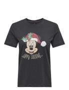 Onlmickey Life Reg S/S Top Box Xmas Jrs Tops T-shirts & Tops Short-sleeved Black ONLY