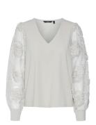 Vmemmaly Ls V- Neck 2-Way Top Jrs Ga Tops T-shirts & Tops Long-sleeved Cream Vero Moda