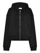 Essence Boxy Zip Hoodie Tops Sweatshirts & Hoodies Hoodies Black Weekday