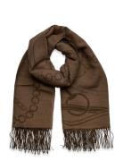 Belting-Motif Jacquard Wrap Scarf Accessories Scarves Winter Scarves Brown Lauren Ralph Lauren