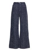 Thea Wide Leg Tweed Jeans Bottoms Jeans Wide Navy Fabienne Chapot