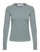 Slim Fitted Long Sleeve Tops T-shirts & Tops Long-sleeved Green Weekday