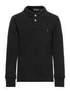 Cotton Mesh Long-Sleeve Polo Shirt Tops T-shirts Polo Shirts Long-sleeved Polo Shirts Black Ralph Lauren Kids