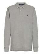 Cotton Mesh Long-Sleeve Polo Shirt Tops T-shirts Polo Shirts Long-sleeved Polo Shirts Grey Ralph Lauren Kids