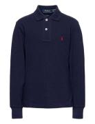 Cotton Mesh Long-Sleeve Polo Shirt Tops T-shirts Polo Shirts Long-sleeved Polo Shirts Blue Ralph Lauren Kids