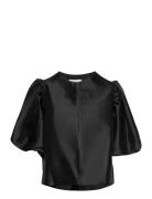 Cleo Pouf Sleeve Blouse Designers Blouses Short-sleeved Black Malina