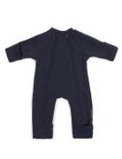 Jumpsuit, Merino Wool W. 2 Zip, Navy Outerwear Fleece Outerwear Fleece Coveralls Navy Smallstuff