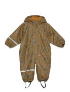 Rainwear Suit -Aop, W.fleece Outerwear Coveralls Rainwear Coveralls Brown CeLaVi