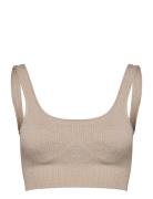 Beige Ribbed Seamless Bra Lingerie Bras & Tops Sports Bras - All Beige Aim´n