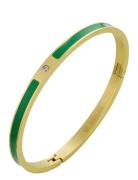 Faye Enamel Bracelet Green/Gold Accessories Jewellery Bracelets Bangles Green Bud To Rose