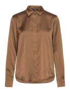 Classic Fit Satin Charmeuse Shirt Designers Shirts Long-sleeved Brown Lauren Ralph Lauren