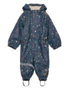 Pu Aop Rain Suit Teddy Rec Outerwear Coveralls Rainwear Coveralls Blue Mikk-line