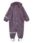 Rainwear Suit -Aop, W.fleece Outerwear Coveralls Rainwear Coveralls Purple CeLaVi