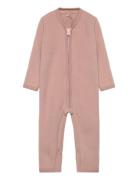 Pram Suit Soft Wool Outerwear Fleece Outerwear Fleece Coveralls Pink Huttelihut