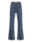 Kogjuicy Wide Leg Heart Emb Dnm Jeans Bottoms Jeans Bootcut Jeans Blue Kids Only