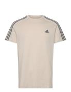 Essentials Single Jersey 3-Stripes T-Shirt Sport Men Men Sports Clothes Sport Tops Sport T-Skjorte Beige Adidas Sportswear