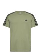 Essentials Single Jersey 3-Stripes T-Shirt Sport Men Men Sports Clothes Sport Tops Sport T-Skjorte Green Adidas Sportswear