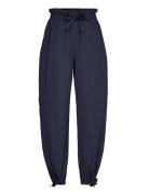 Light Solid Designers Trousers Wide Leg Navy Ganni