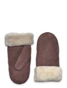 Doa Shearling Mitten Accessories Gloves Thumb Gloves Brown Becksöndergaard