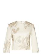 Floral Cropped Top Designers Blouses Long-sleeved Cream REMAIN Birger Christensen