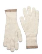 Gloves Knitted W Striped Edge Accessories Gloves Finger Gloves Cream Lindex