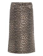 Pd-Anika Midi Skirt Leopard Skirts Knee-length & Midi Skirts Brown Pieszak