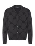 Kirabo Monogram Knit Cardigan Tops Knitwear Cardigans Black Daily Paper