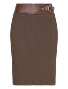 Buckle-Trim Herringb Pencil Skirt Skirts Knee-length & Midi Skirts Khaki Green Lauren Ralph Lauren