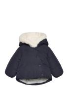 Anorak With Shearling-Effect Hood Outerwear Jackets & Coats Anoraks Navy Mango