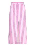 Slit Striped Skirt Skirts Knee-length & Midi Skirts Pink Mango